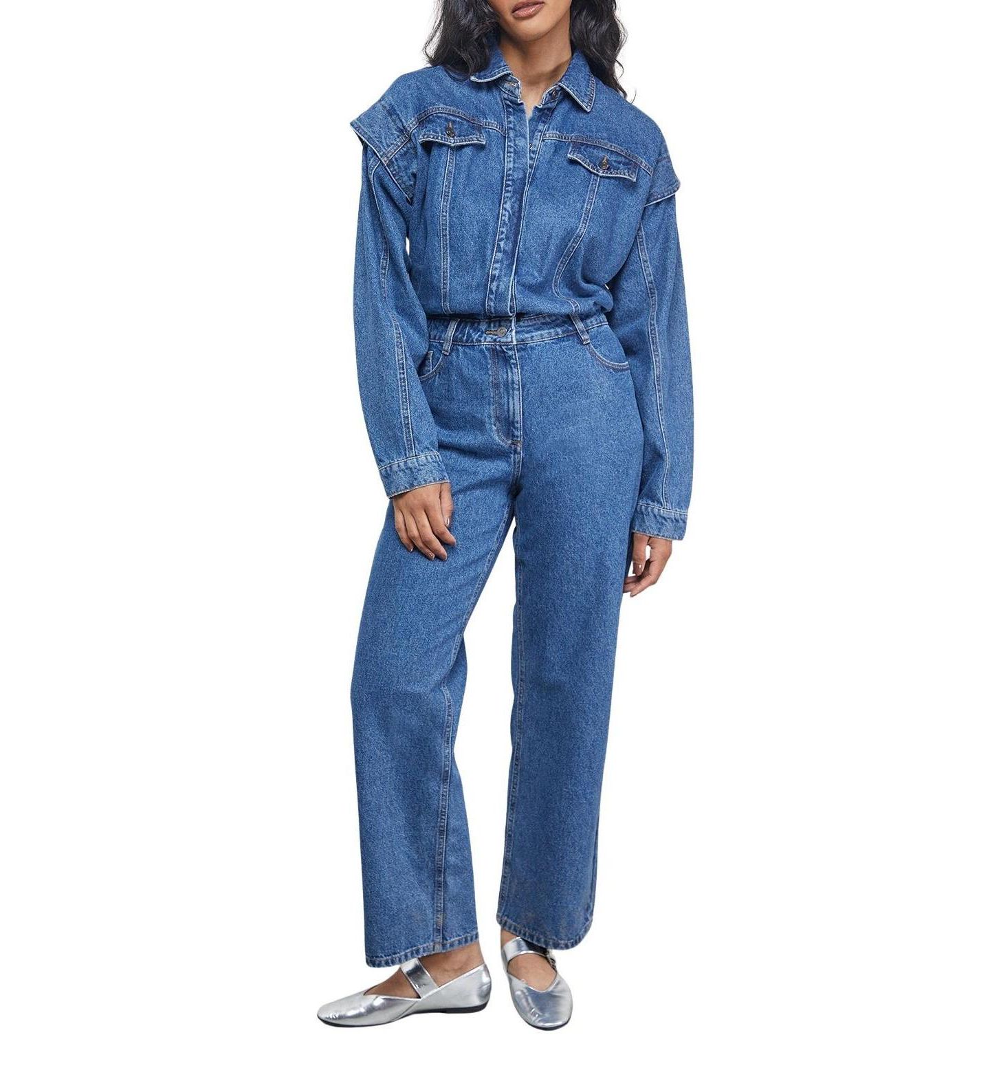 Женский комбинезон Warehouse Tony Denim Jumpsuit, цвет: Синий — фото 4