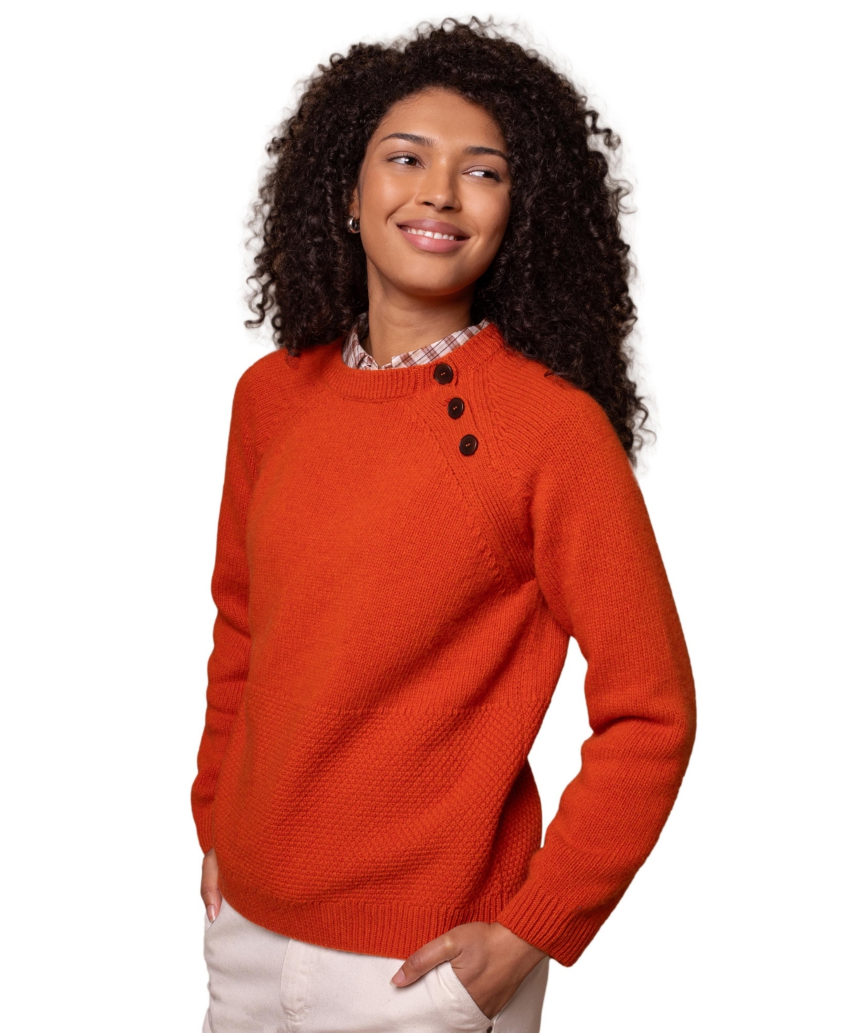 Celtic & Co. Women's Lambswool Button Neck Sweater