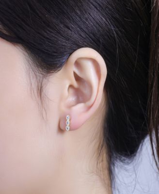 Trio Cubic Zirconia and Mother of Pearl Flat Back Earrings Set