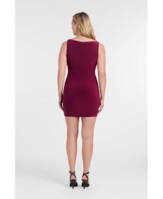 Women's S3 Sculpting Shapewear Shirred Boat Neck Solid Mini Dress