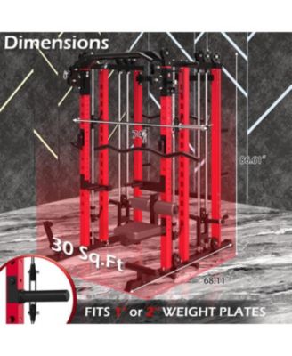 Smith Machine 2000lbs Crossover Machine with LAT Pulldown Strength Training Power Cages.