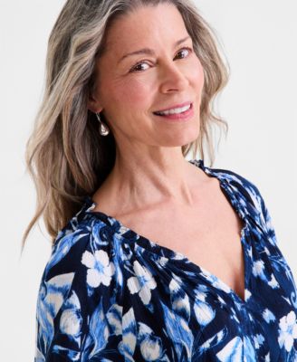 Women's Printed Flutter-Sleeve Top, Macy's Exclusive