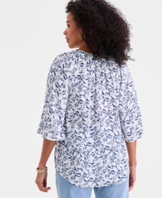 Women's Printed Flutter-Sleeve Top, Macy's Exclusive