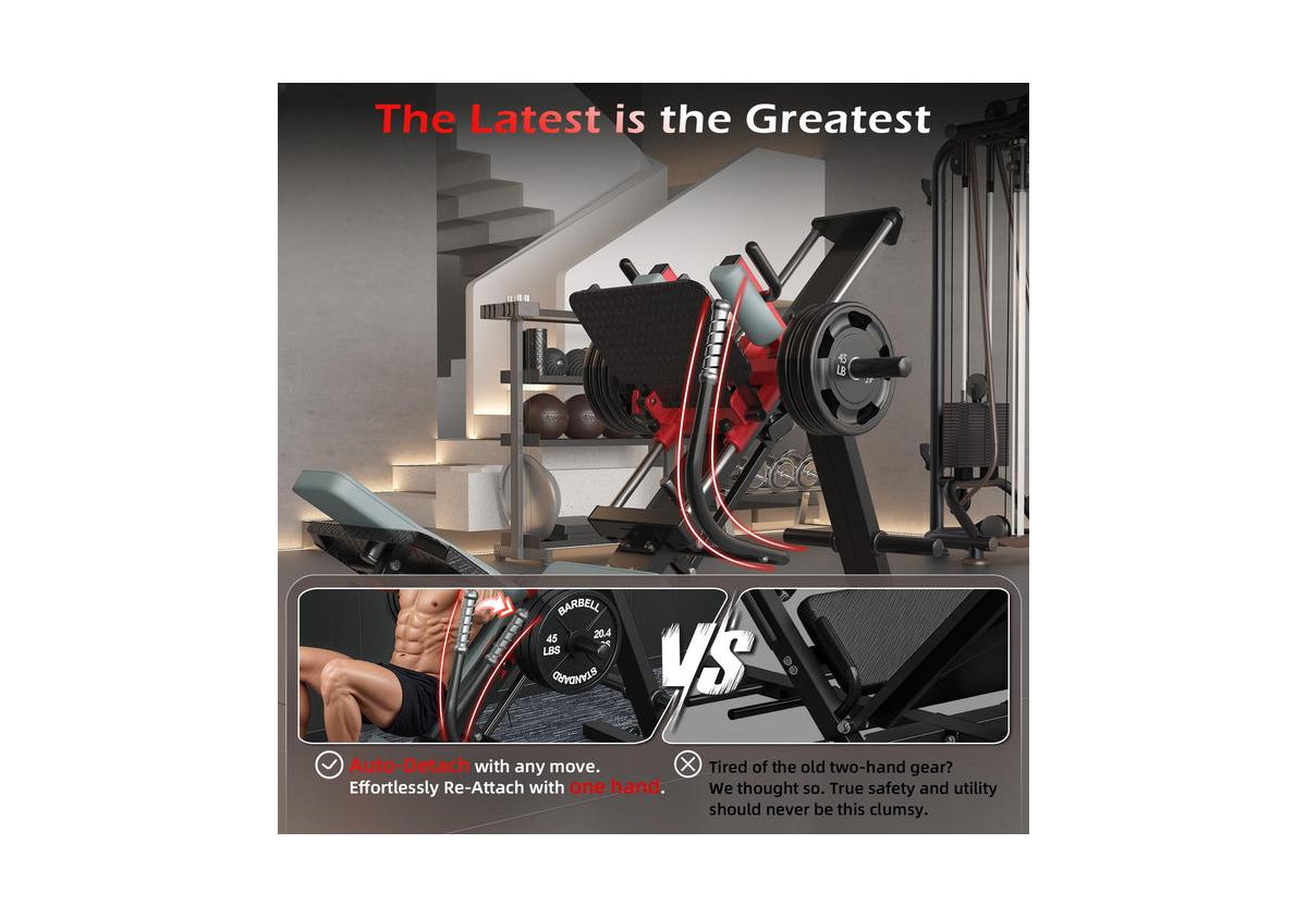 Aecojoy Hack Squat Leg Press Machine, 2 in 1 Adjustable Leg Exercise Workout Machine