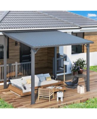 10'X8' Hardtop Gazebo Outdoor Pergola Lean to Metal Pergolas