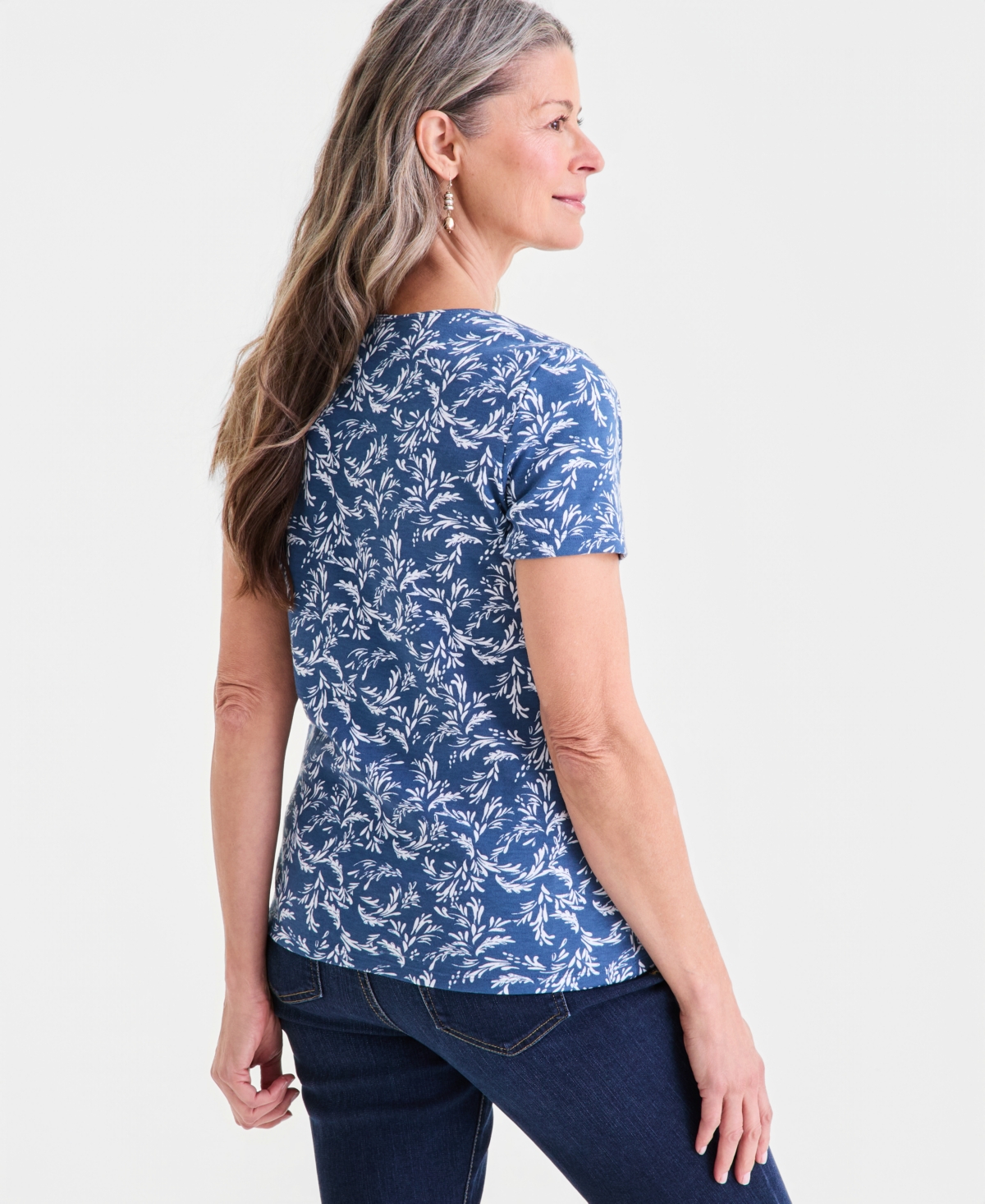 Style & Co Women's Cotton Short-Sleeve Scoop-Neck Top, Exclusively at Macy's