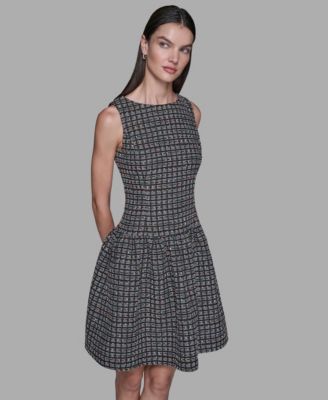 Women's Mini Grid Nubby Tweed Sheath Dress