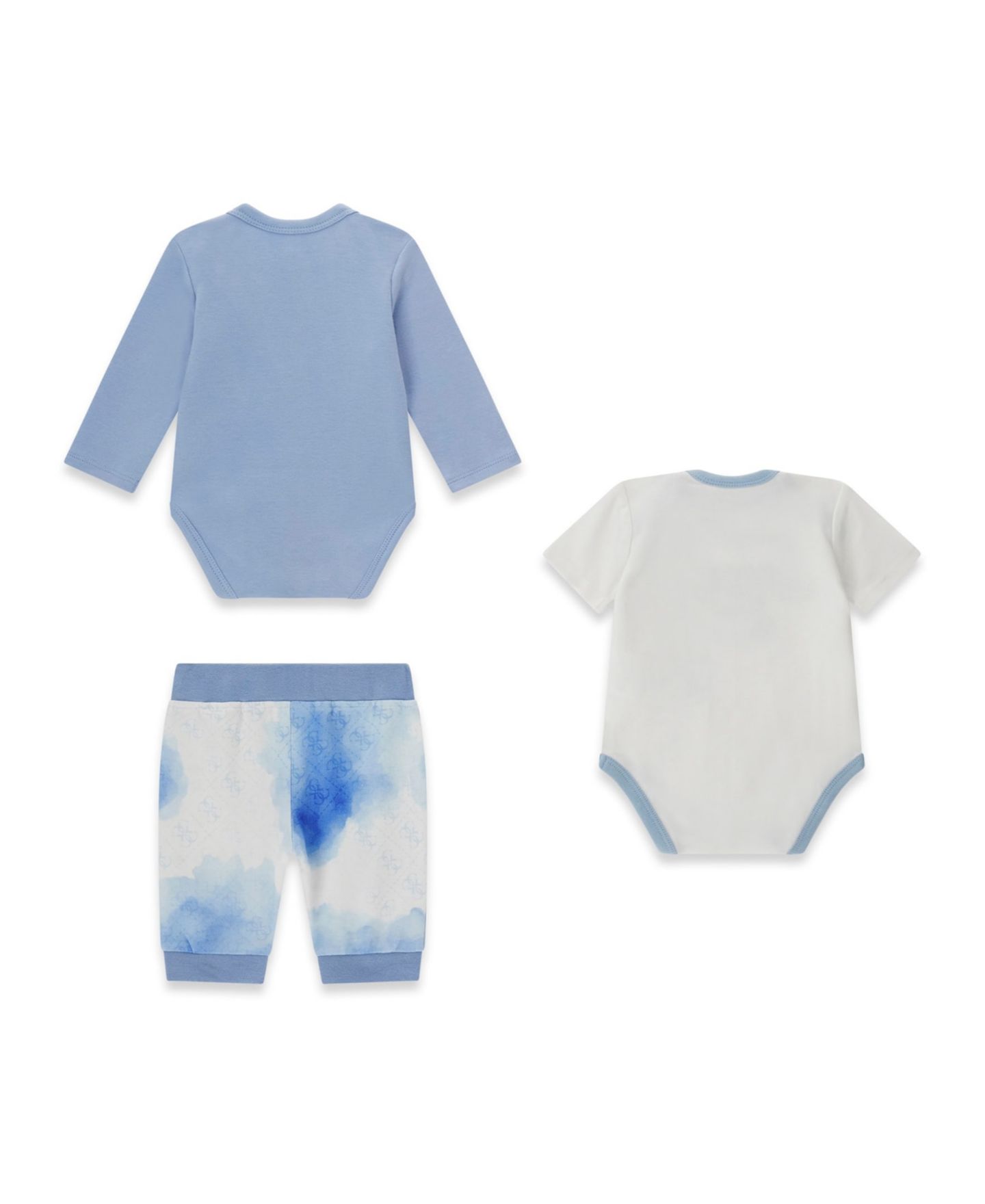 Комплекты GUESS Long-Sleeve Bodysuit, Short-Sleeve Bodysuit and Pants, 3-Piece Set для мальчиков-малышей, цвет: Синий / Белый — фото 2