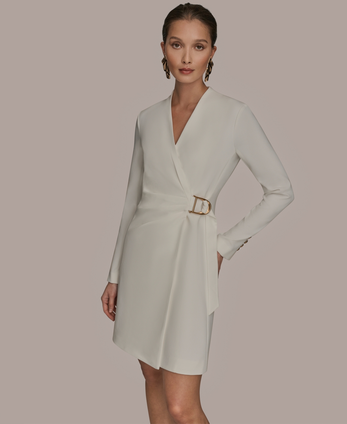 Donna Karan New York Women's V-Neck Long-Sleeve Wrap Dress