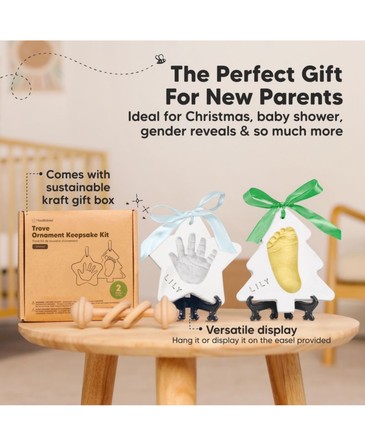 KeaBabies Trove Baby Hand and Footprint Kit, Dog Paw Print Handprint Ornament Kit for Babies, Boys, Girls, Newborns