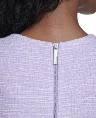 Women's Tweed Short-sleeve Sheath Mini Dress