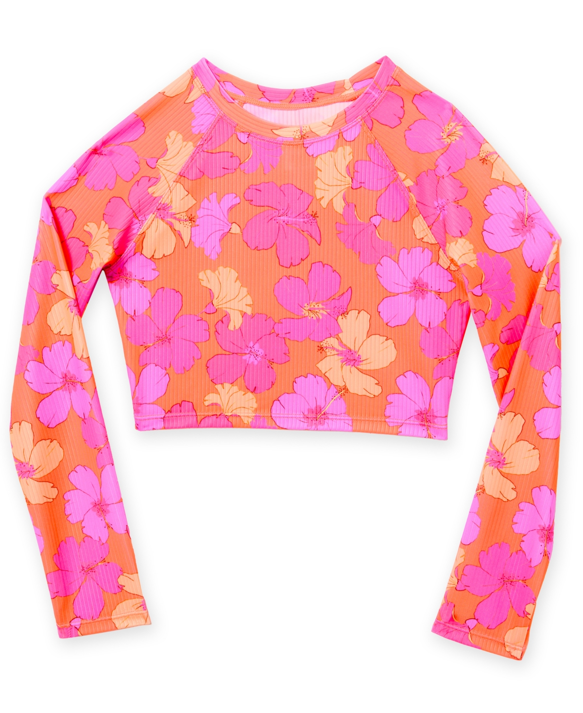 Angel Beach Girls 7-16 Hibiscus Print Rash Guard, Bikini and Hipster Bottom, 3-Piece Set