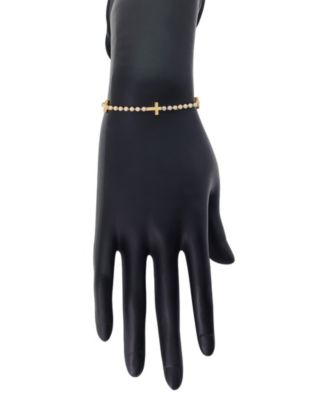 Triple Cross Glass Mother of Pearl Bolo Bracelet