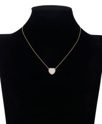 Mother of Pearl Inlay Cubic Zirconia Heart Necklace