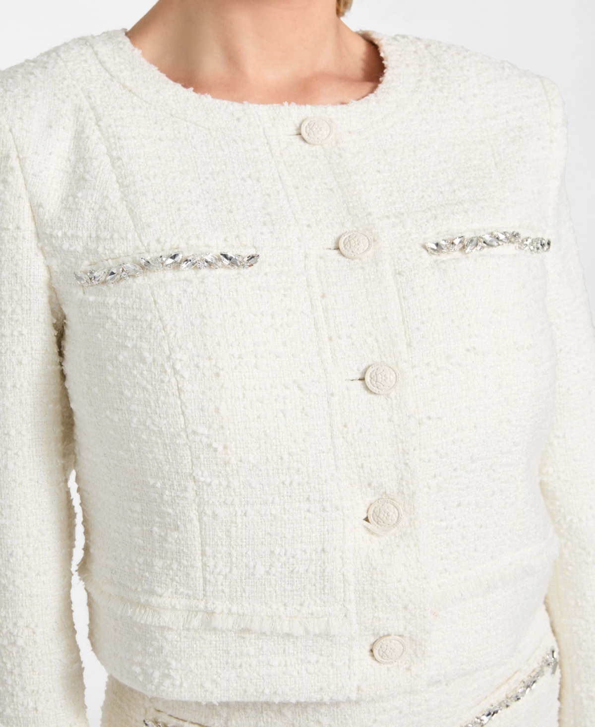 Guess Women's Clotilde Long-sleeve Cropped Jacket In White