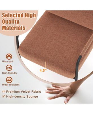 1 PCS Modern Velvet Upholstered Accent Chair with Cylindrical Backrest & Metal Armrests