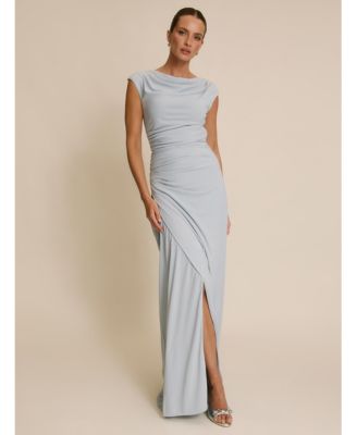 Women's Cowl Gathered Short Sleeve Bridesmaid