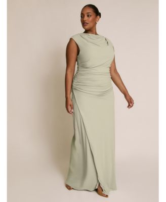 Women's Cowl Gathered Short Sleeve Bridesmaid