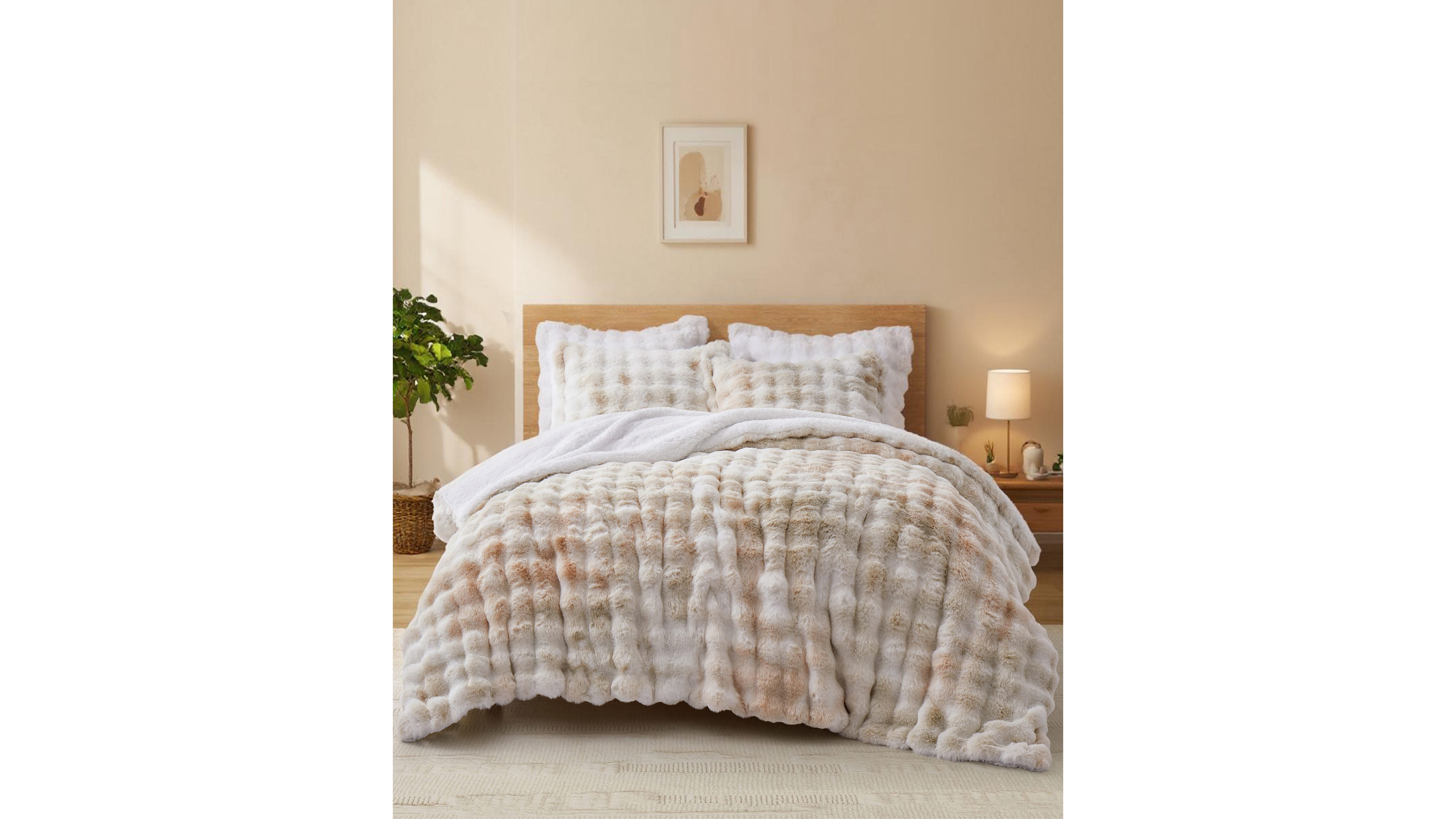 Unikome Faux Fur Reversible Comforter, Queen