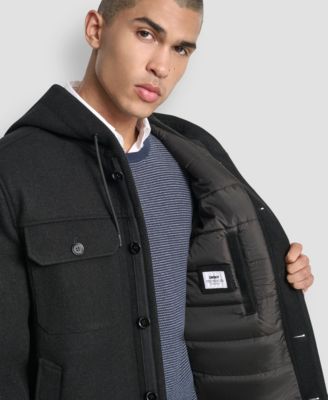 Men's Faux Wool Hooded Shirt Jacket