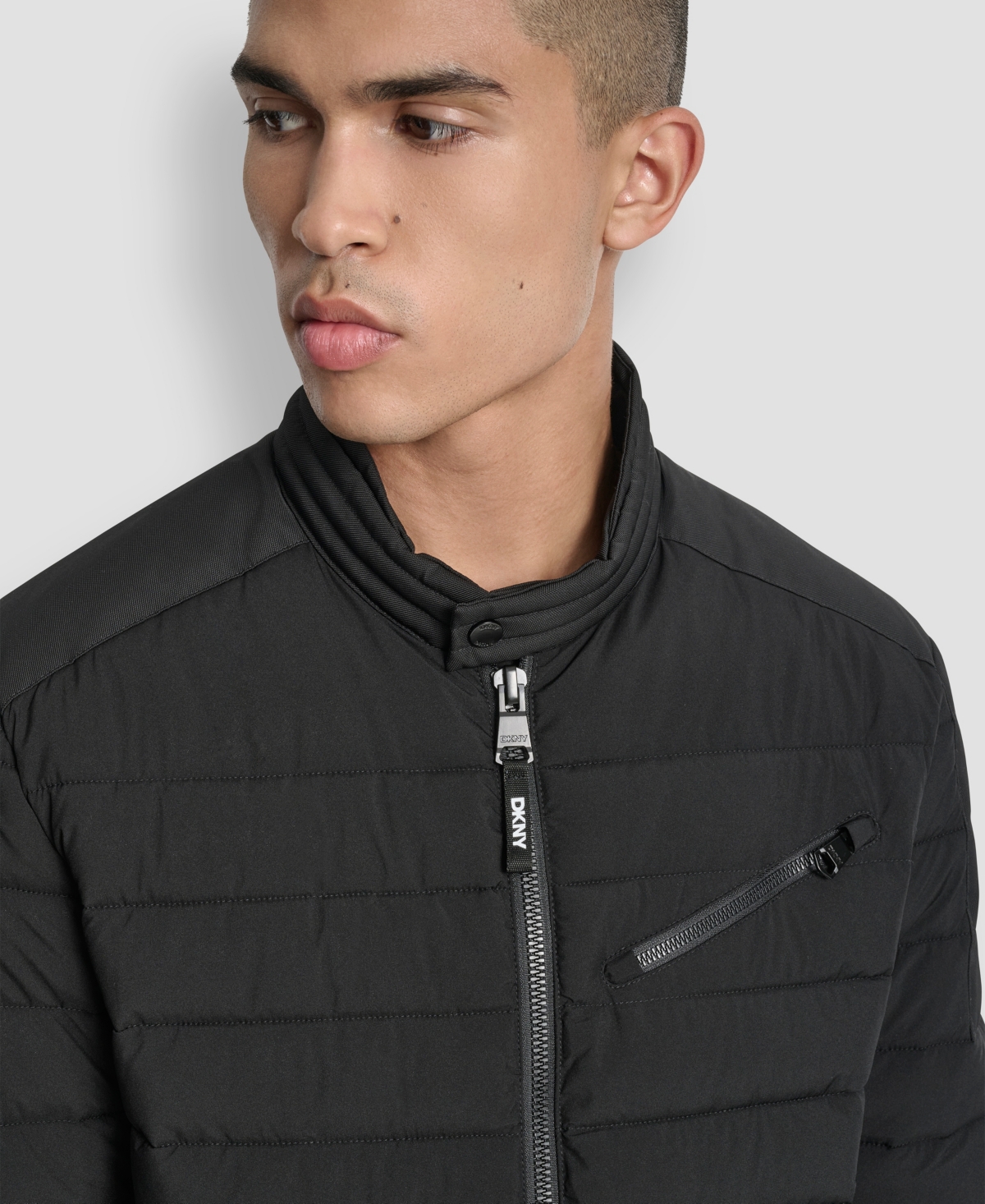 Dkny Men's Moto Quilted Puffer Jacket