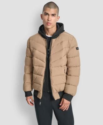 Men's Hooded Quilted Puffer Bomber Jacket