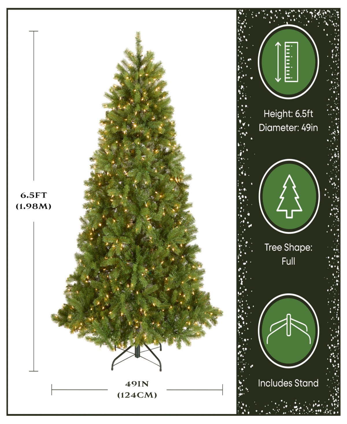 National Tree 6.5' "Feel Real" Downswept Douglas Fir Hinged Tree with 650 Clear Lights