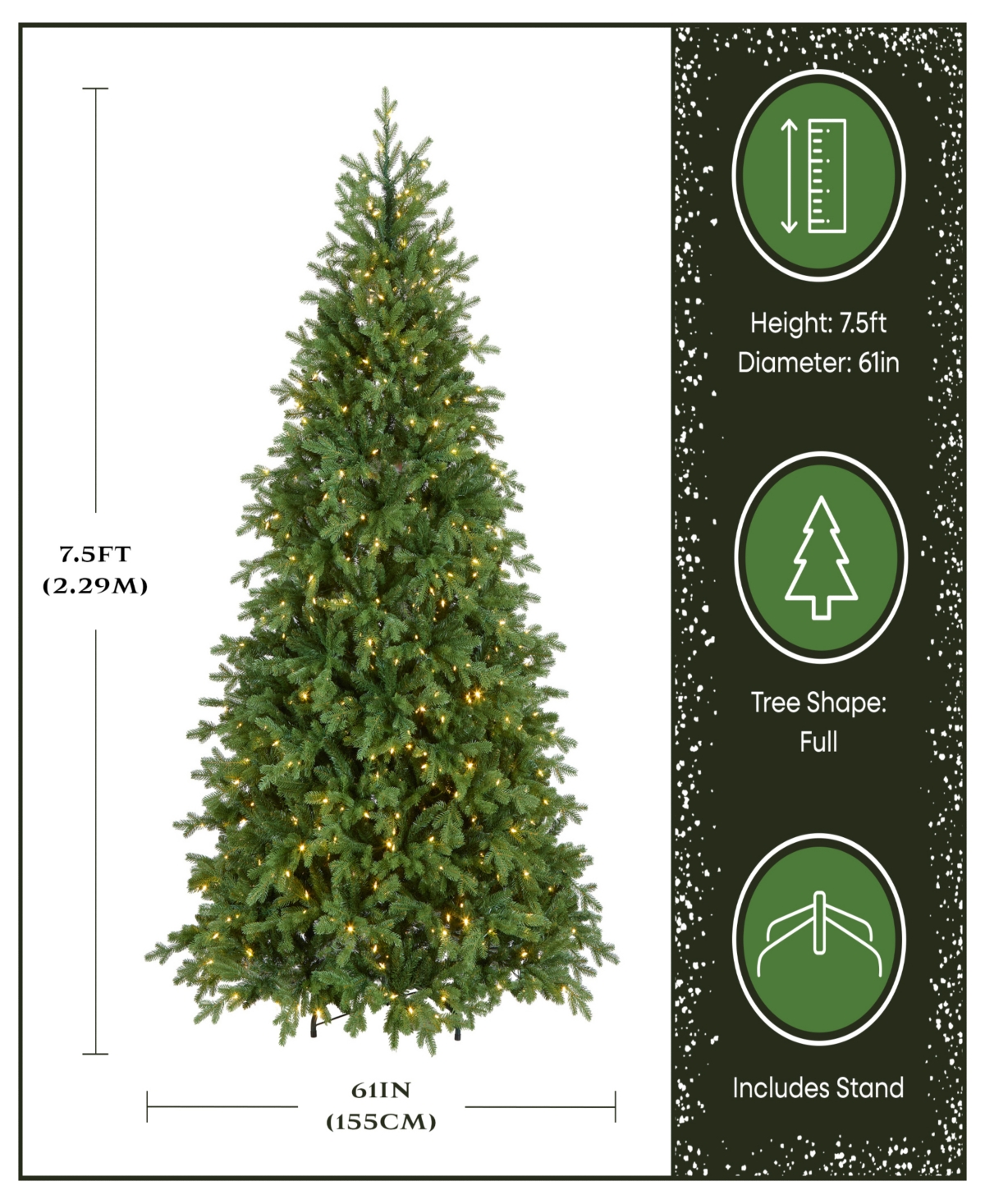 National Tree Company 7.5' Feel Real Princeton Fraser Fir Tree with 800 Dual Color Led Lights & PowerConnect
