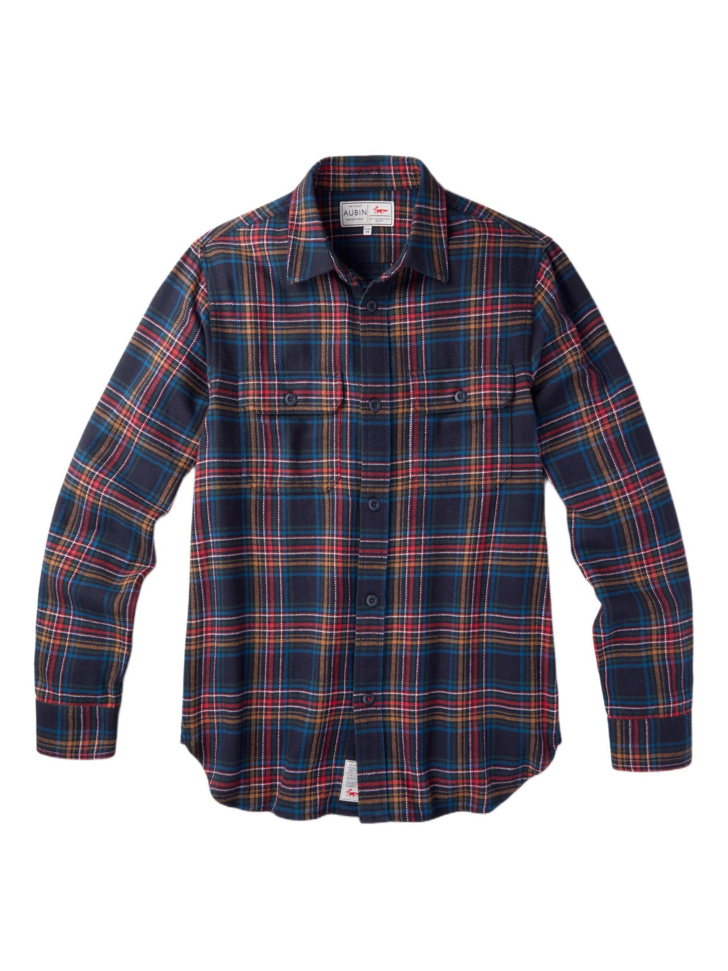 Мужская рубашка Aubin Crowle Button Up Flannel, цвет: Чёрный клетчатый — фото 2