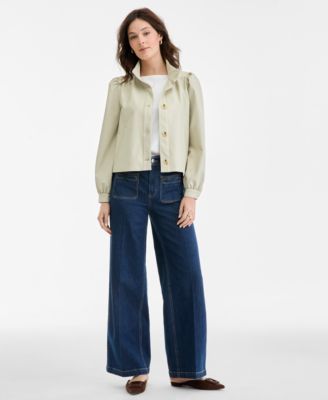 Women's Patch-Pocket High Rise Wide-Leg Jeans, Macy's Exclusive