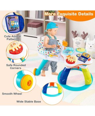 3 in 1 Baby Stationary Activity Center Walk-Around Kids Play Table Set