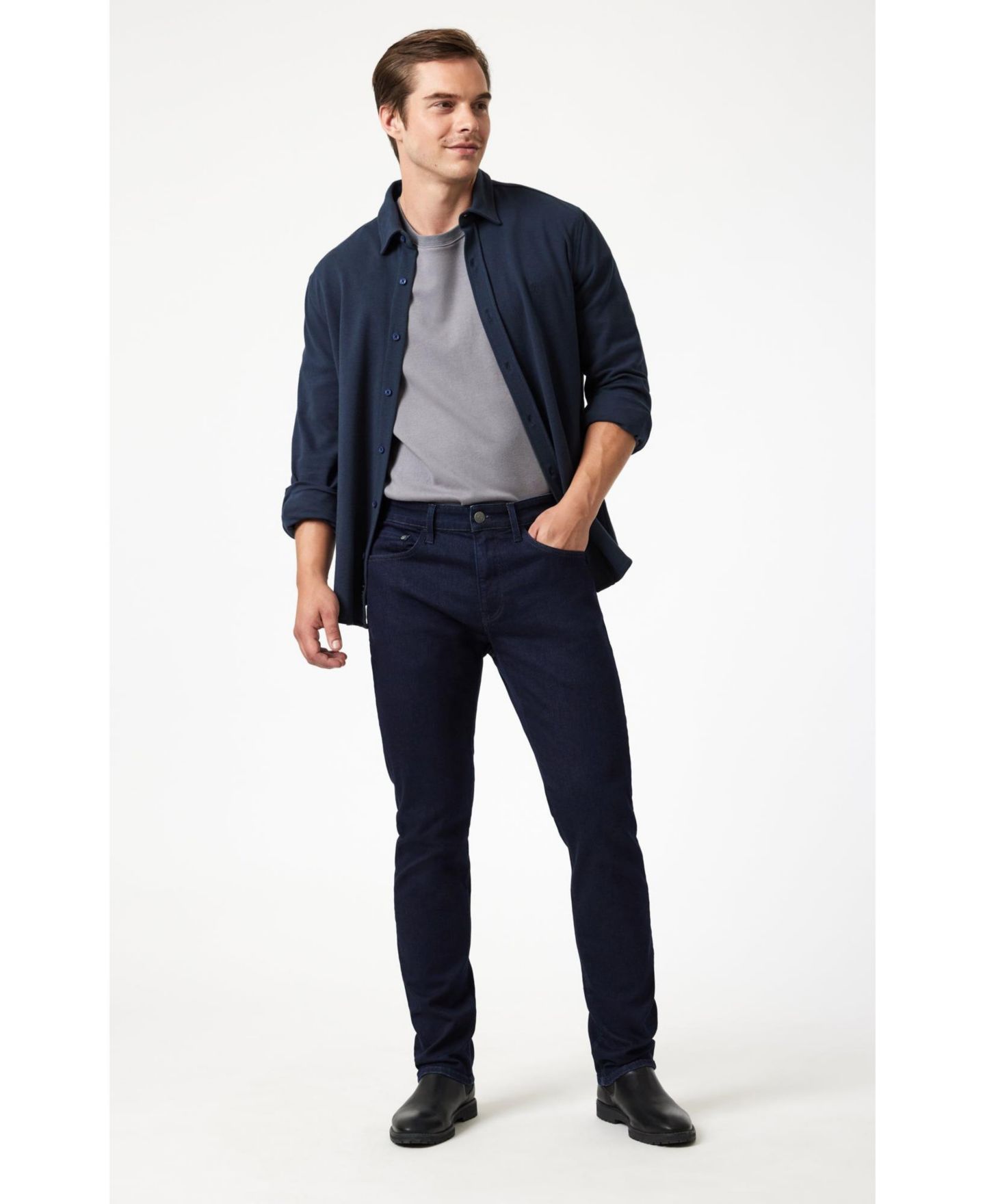 Мужские джинсы Mavi Jeans Jake Slim Leg In Rinse Supermove, цвет: Тёмный синий — фото 5