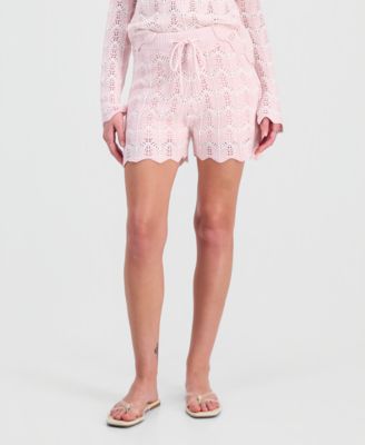 Juniors' Chevron Pointelle Shorts