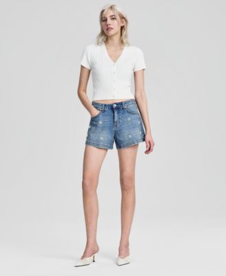 Women's Ribbed Short-Sleeve Cardigan, Macy's Exclusive