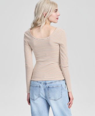 Women's Striped Double-Scoop Top