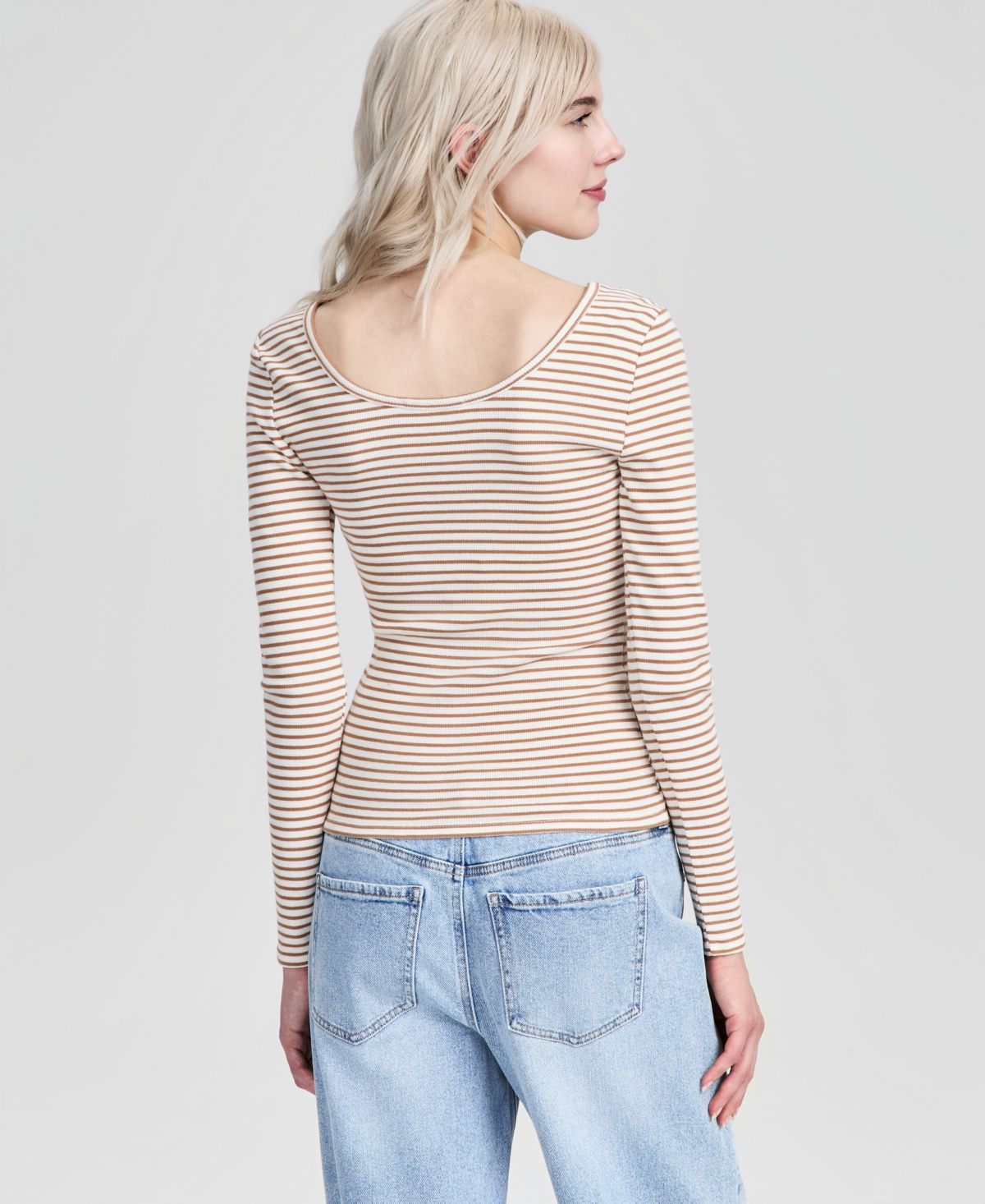 And Now This Women's Striped Double-Scoop Top, Macy's Exclusive