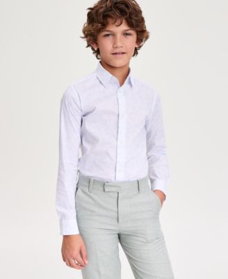 Boys' 8-20 Dotted Floral Print Dress Shirt