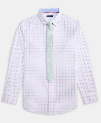 Boys' 8-20 Stretch Tribeca Check Dress Shirt with Tie