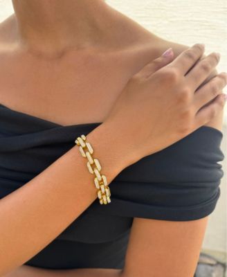 Gold Crystal Encrusted Link Chain Bracelet