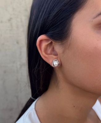 Silver Freshwater Pearl Stud Earrings