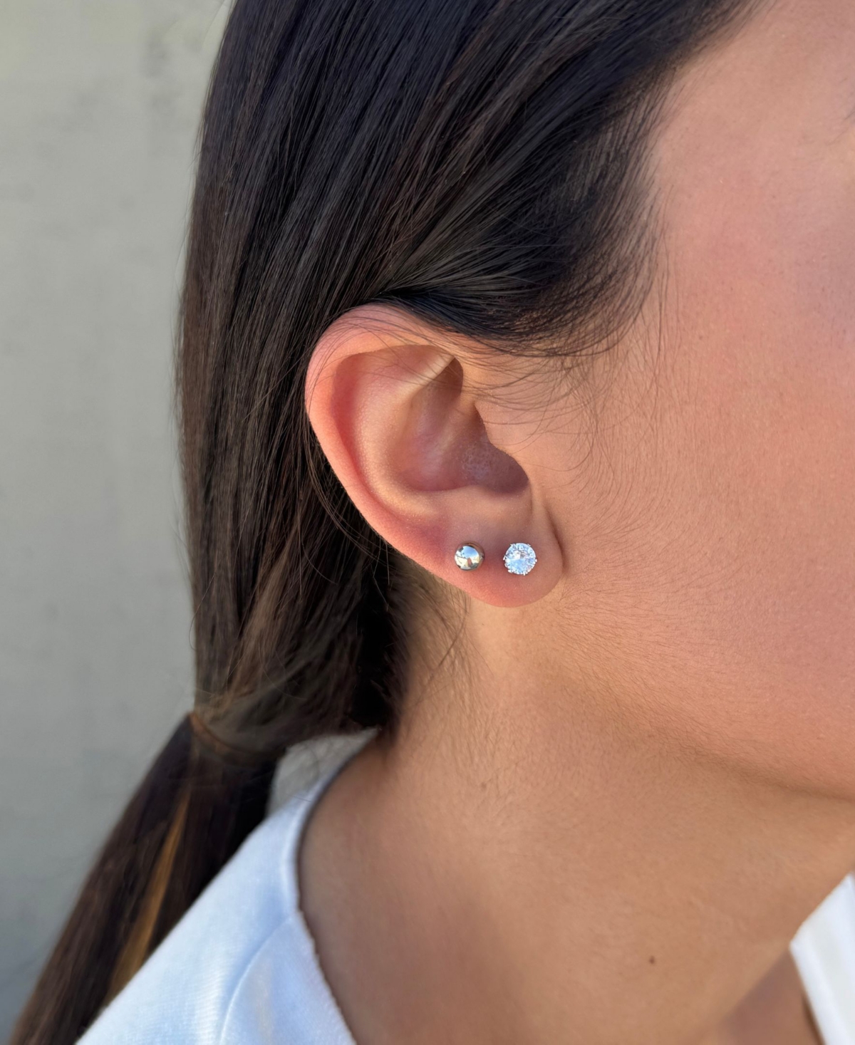 Adornia Silver Hoop, Solitaire and Ball Stud Earrings Set