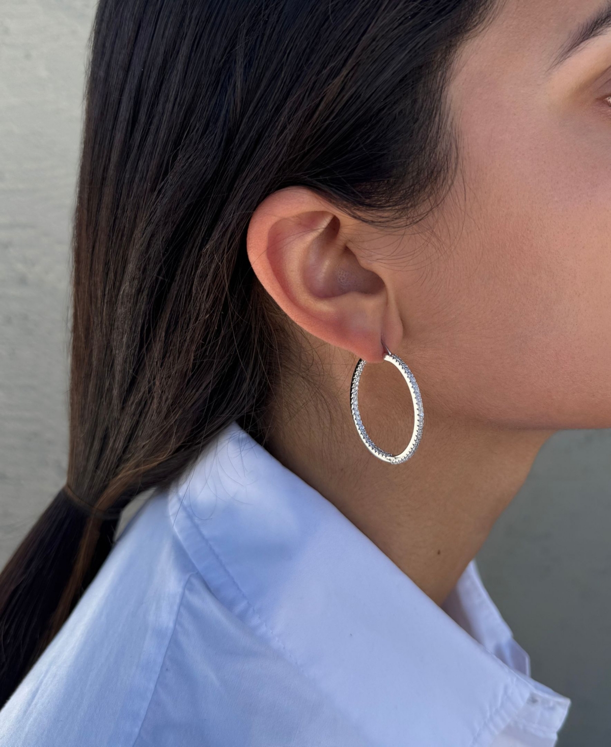 Adornia Silver Cz Infinity and Plain Hoop Earrings Set