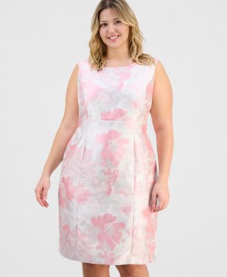Plus Size Jacquard Empire-Seamed Sleeveless Dress