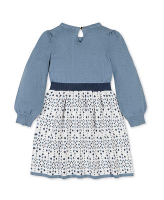 Little and Big Girls' Organic Long Sleeve Skater Sweater Dress with Bow