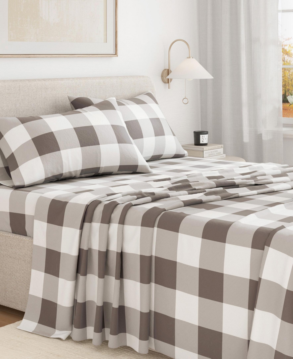 Linery & Co. 100% Turkish Cotton Flannel Printed Sheet Set - Buffalo check