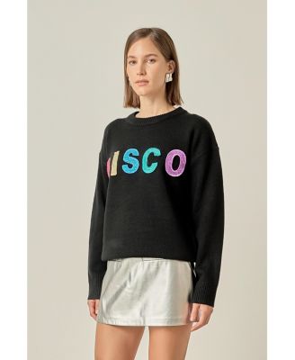 Women's Glitter Lettering Sweater