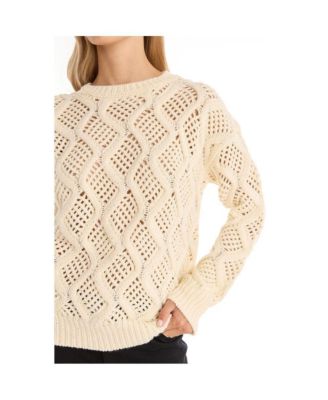 Womens Sonja Wave Sequin Sweater - Pearl