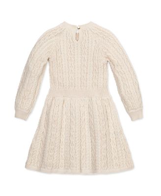 Toddler Girls Organic Rosette Detail Cable Knit Sweater Dress