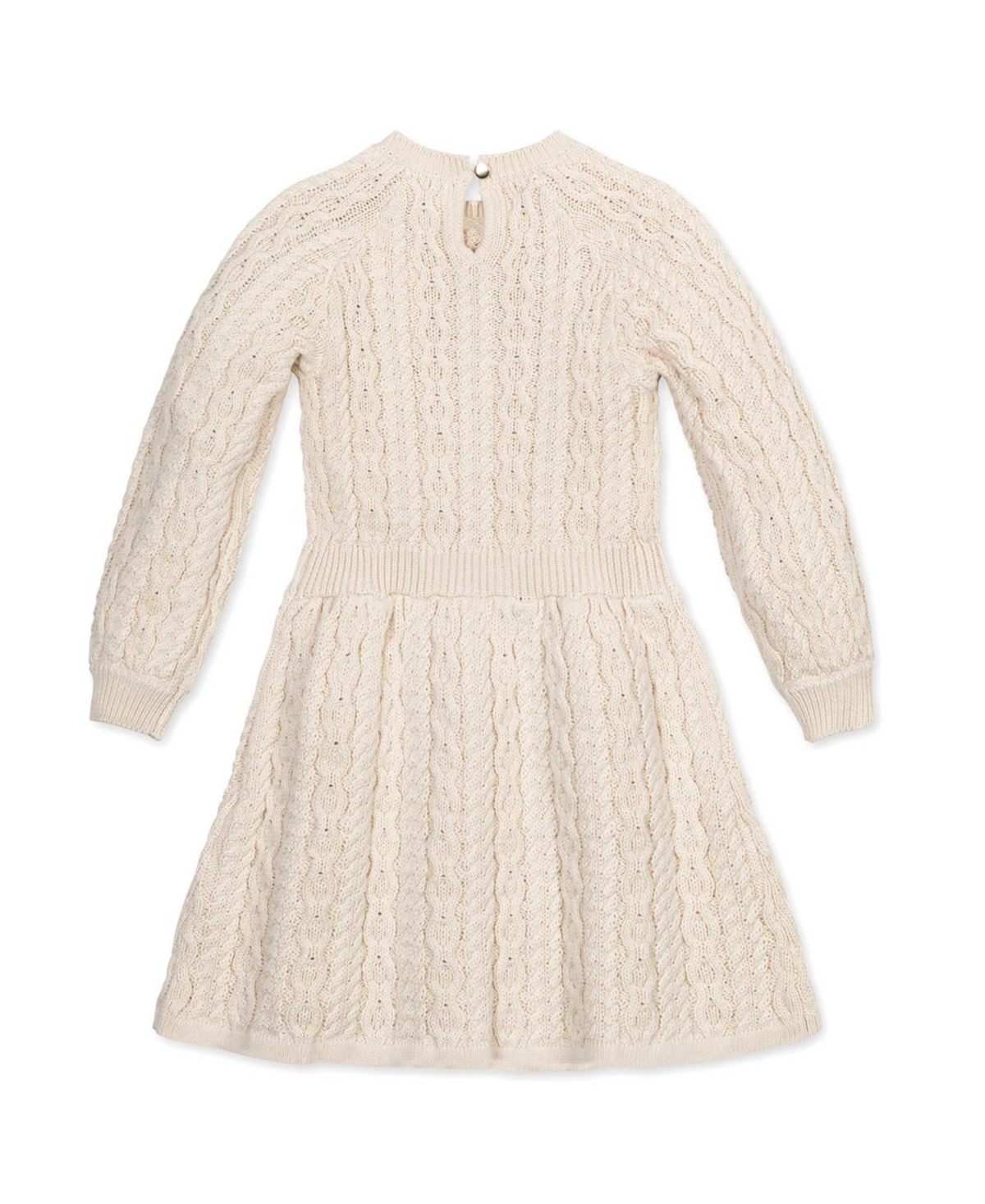 Hope & Henry Toddler Girls Organic Rosette Detail Cable Knit Sweater Dress