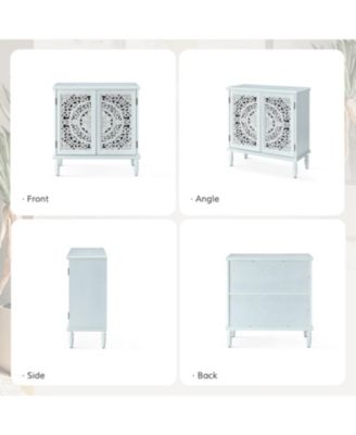 Ismenides Transitional 32" Tall 2-Door Accent Cabinet with Floral Design